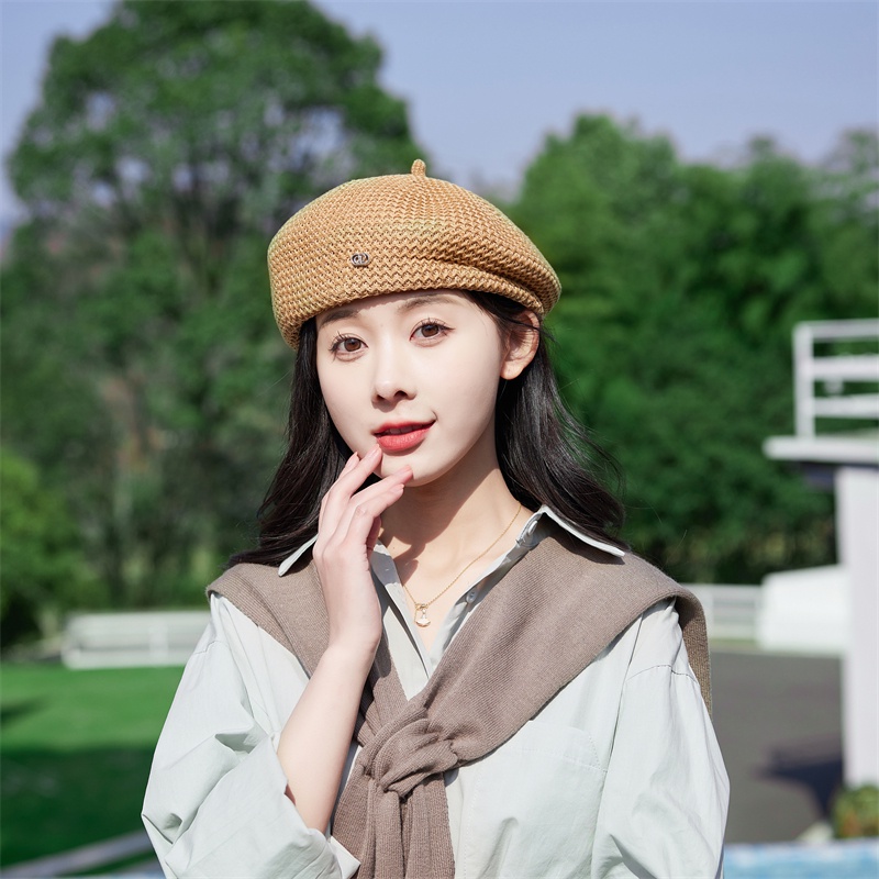 Mũ Beret Mỏng Thiết Kế Xếp Ly Phong Cách Mới Thoáng Khí Phong Cách Xuân Hè Dễ Phối Đồ Cho Nữ