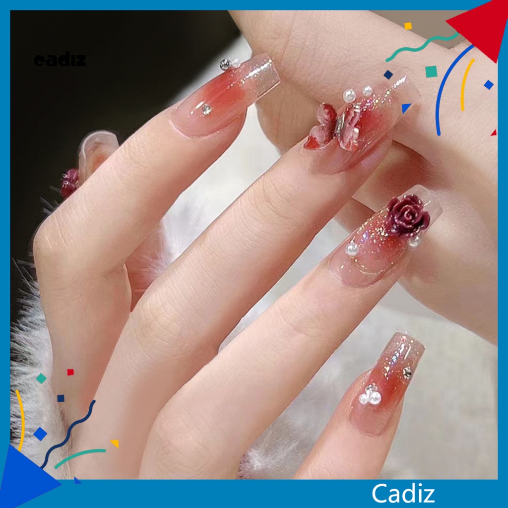 1 Hộp Phụ Kiện Trang Trí Móng Tay Nghệ Thuật Hình Hoa Bướm 3D Nhiều Phong Cách