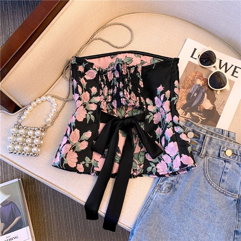 Áo Ống Jacquard Không Tay Eo Hẹp Cao Cấp Sang Trọng