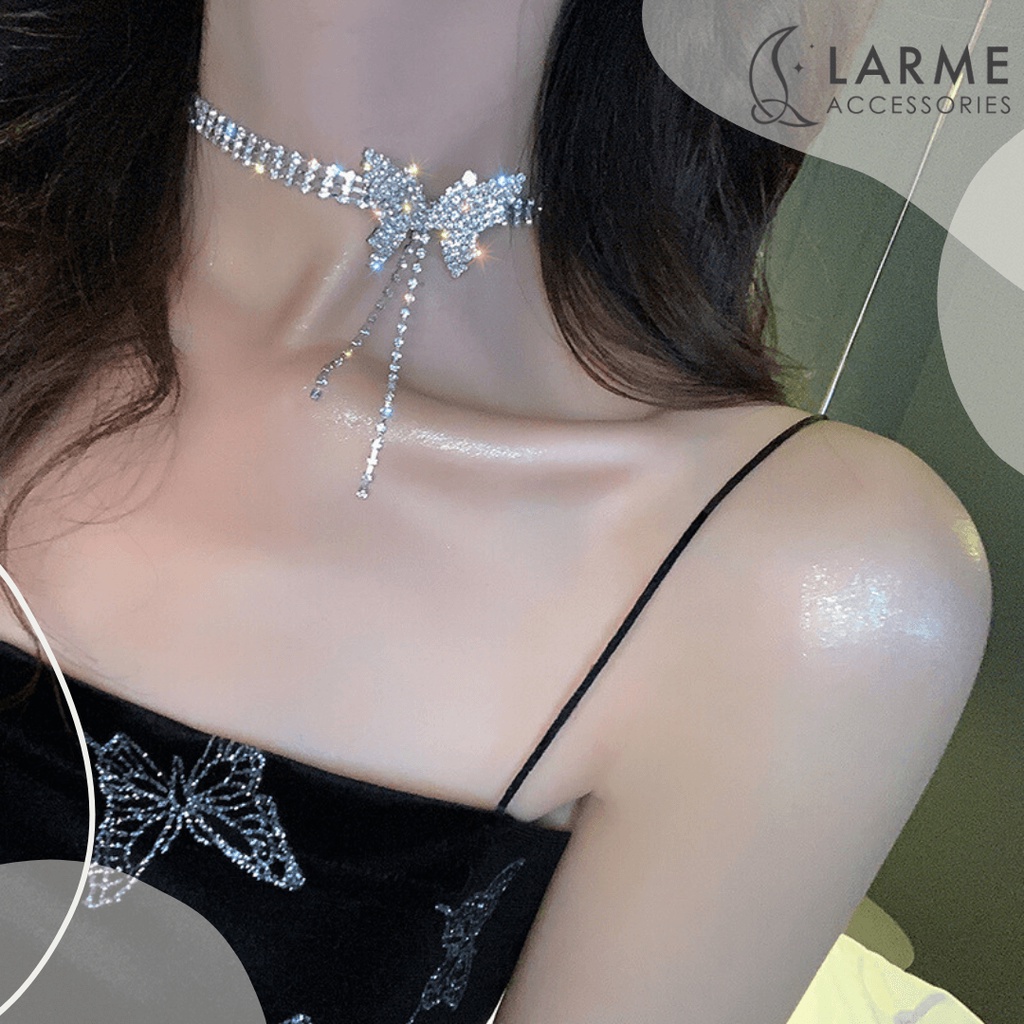 Choker nữ, choker đính đá dự tiệc, choker hồ điệp larme accessories -DC0114