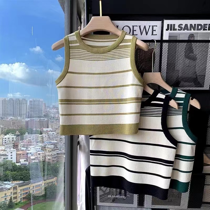 Áo Tank Top Kẻ Sọc Tương Phản Thời Trang Mùa Hè Mới Cho Nữ