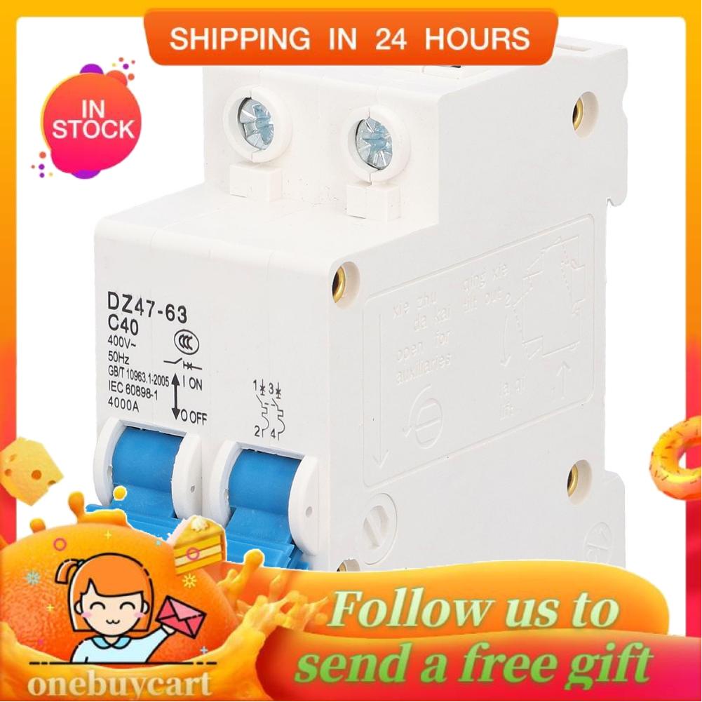 Onebuy 40A Circuit Breaker  220V 2P Miniature Isolation Function Multiple Protection Functions for Electricity Industry