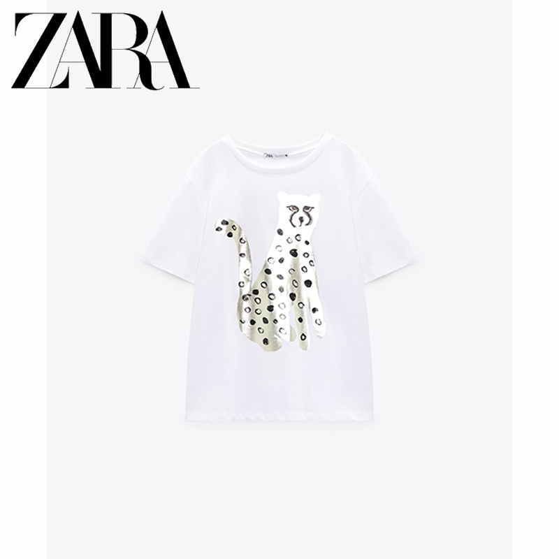 Zara Áo Thun In Họa Tiết Tương Phản Cá Tính Cho Nữ