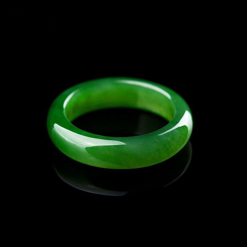 Nhẫn Ngọc Bích Tự Nhiên Màu Xanh Lá Ngọc Bích Cho Cặp Đôi Phong Cách Xinjiang hetian spinach gre23.04.03