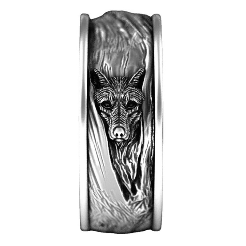 Nhẫn Hình Đầu Sói Phong Cách Vintage Cá Tính Cho Nam Nữ