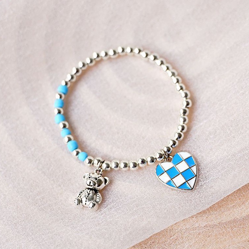 Vòng Tay Bạc Thái Hình Đĩa Gấu Dễ Thương Cho Nữ