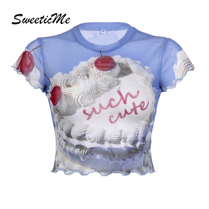 Áo Thun Tay Ngắn Dáng Ôm In Họa Tiết Thời Trang 2023 Cho Nữ