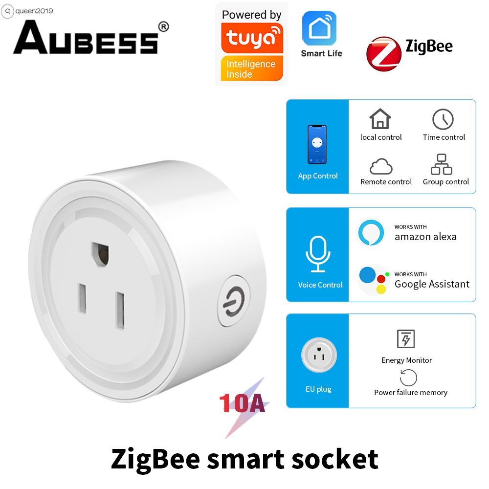 Ổ Cắm Thông Minh Tuya Zigbee Được Kết Nối Trực Tiếp Với Alexa Tuya Và Cổng Zigbee Khác Điều Khiển Wifi Thông Minh Queen2019