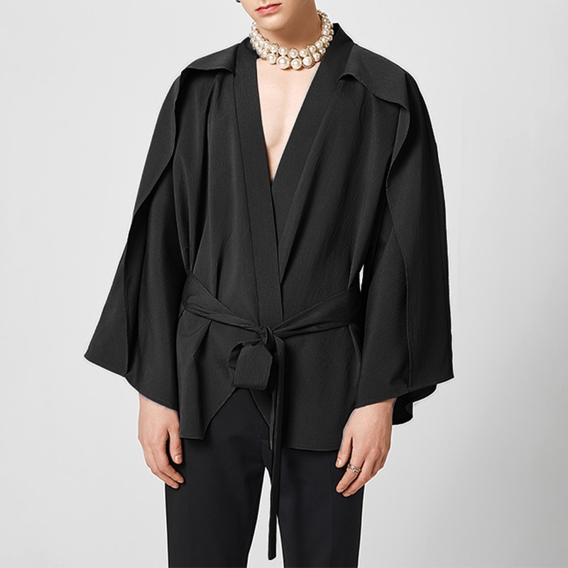 Áo INCERUN tay dài dáng rộng phối bèo thời trang