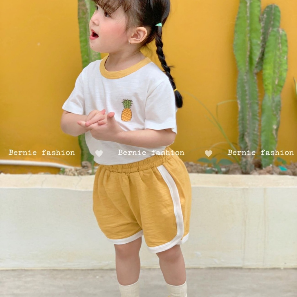 Set đồ bộ cho bé gái mùa hè họa tiết hoa quả chất thun cotton xược từ 1 đến 7 tuổi BERNIE Fashion