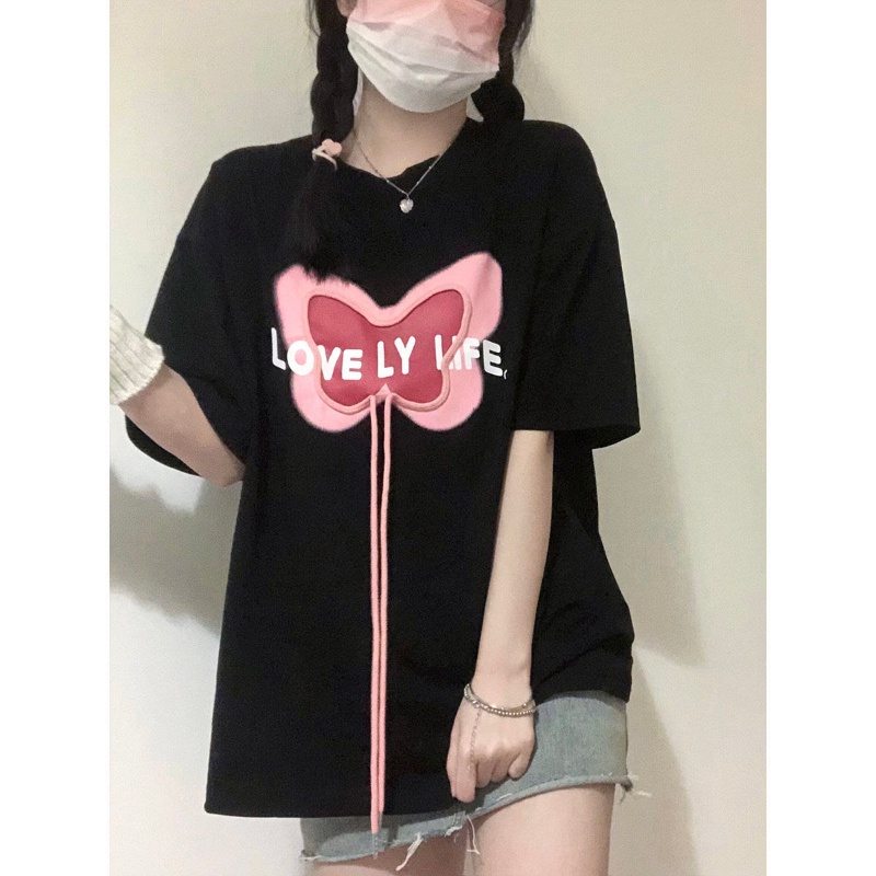 COZOK Áo Thun Tay Ngắn Dáng Rộng Thắt Nơ Hợp Thời Trang