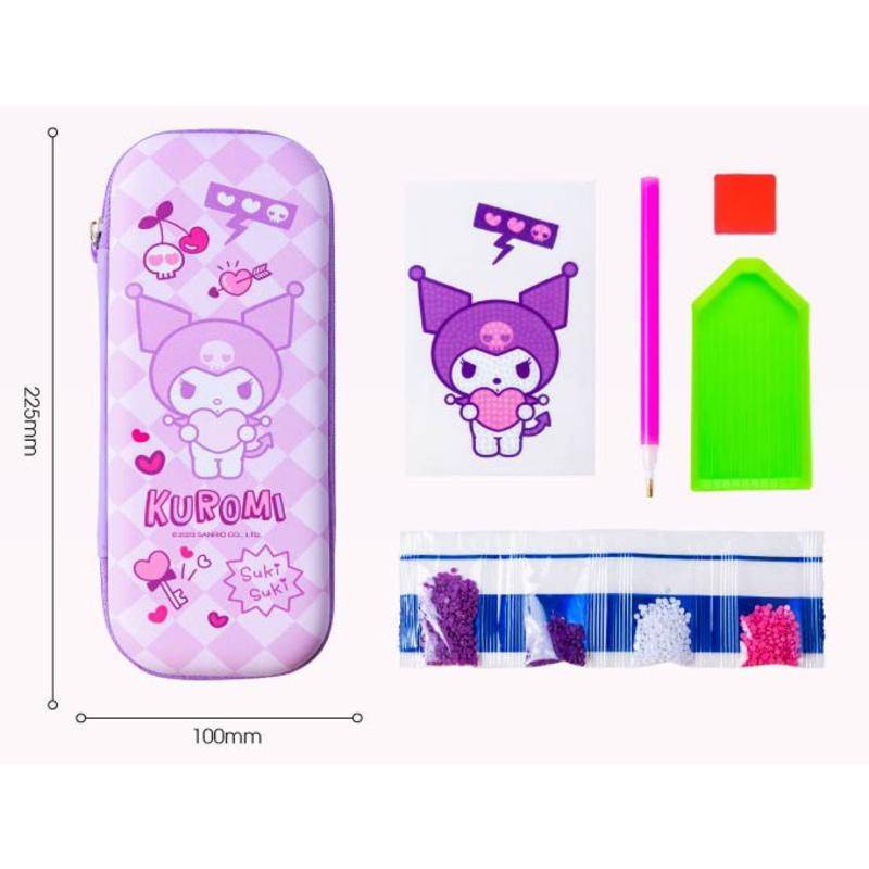 SANRIO Túi Đựng Bút Cầm Tay Bằng Da Đính Đá Pha Lê Tự Làm Họa Tiết Cinnamoroll Mymelody Kuromi 2023