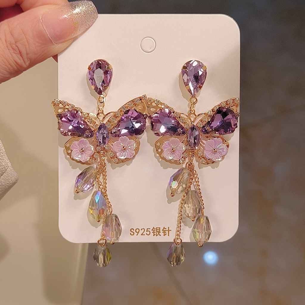 Hoa Tai Dáng Dài Mặt Hình Bướm Phong Cách Âu Mỹ Kiểu Mới