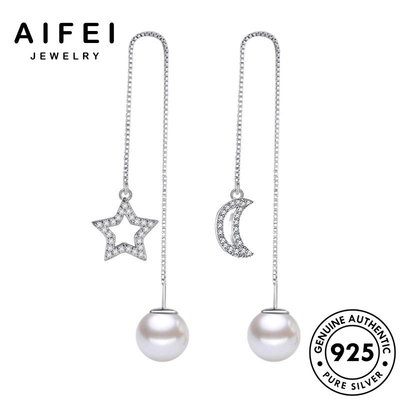 AIFEI JEWELRY kiện quốc trai tròn Thời xỏ ngọc bông mặt 925 bản phụ sức trăng sao nữ nguyên tua hàn các thời trang ngôi khuyên thật tai vành bạc và E633
