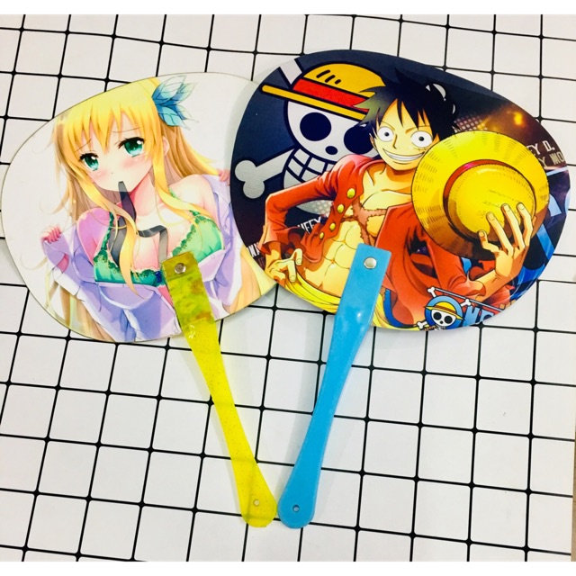 Quạt anime cầm tay quạt anime in hình ảnh 2 mặt đủ truyện