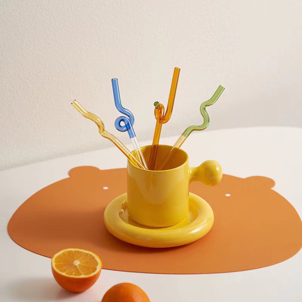 1 Ống Hút Thủy Tinh Tái Sử Dụng Được Kèm Cọ Vệ Sinh Ống Hút