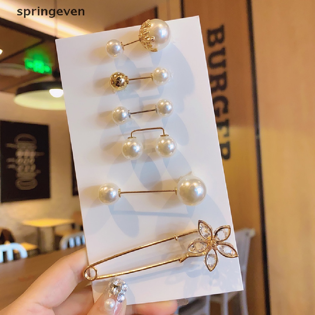 Set 4 / 6 Ghim Cài Áo Đính Đá / Ngọc Trai Nhân Tạo Thời Trang