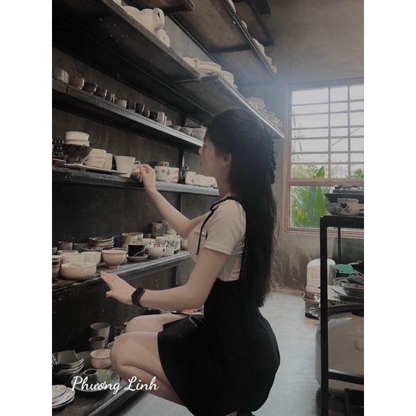 Sét áo thun cổ tròn phối yếm hai dây dễ thương alohashop91