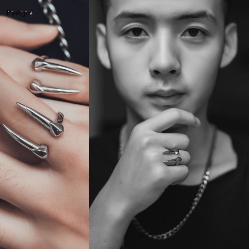 Nhẫn Hở Hình Răng Rắn Màu Sắc Bạc Phong Cách Gothic Punk Cổ Điển Có Thể Điều Chỉnh Cho Nam Và Nữ