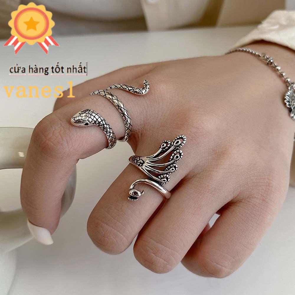 Nhẫn Hở VANES1 Hình Con Công Cổ Điển|Dây Chuyền Hình Rắn Thời Trang Dành Cho Nữ