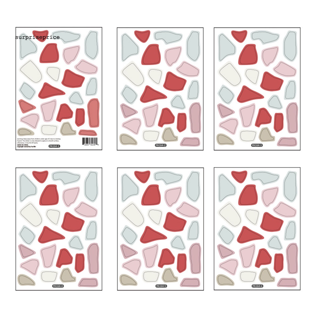 Set 6 Nhãn Dán Tường / Cửa Sổ Bằng Đá Màu Nước DIY