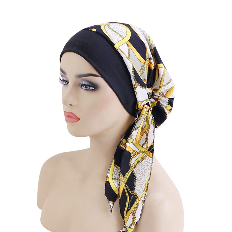 Khăn Turban Trùm Đầu Co Giãn In Họa Tiết Phong Cách Hồi Giáo