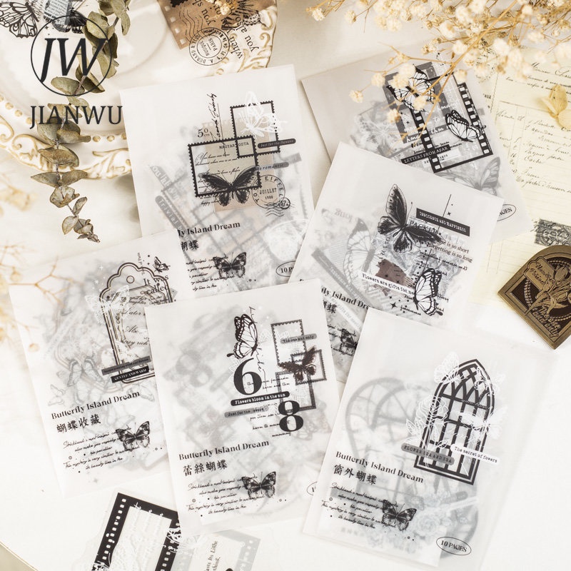 Bộ 10 Tấm Sticker Dán Chống Thấm Nước Hình Hòn Đảo Bướm Cổ Điển Sáng Tạo