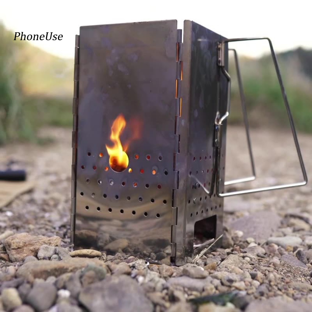 Pu 1 Bộ Lò Nướng Bbq Bằng Thép Không Gỉ Chịu Nhiệt Có Thể Gấp Gọn Tiện Dụng Mang Theo Du Lịch