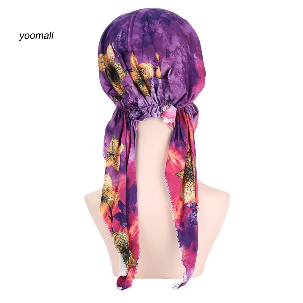 Mũ Trùm Đầu Co Giãn Phối Tua Rua In Họa Tiết Hoa Thời Trang Cho Nữ