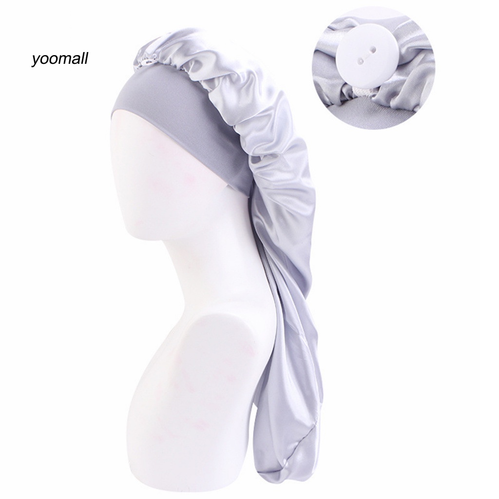 Mũ Trùm Tóc Bằng Satin Nhân Tạo Màu Trơn Độ Co Giãn Cao Cài Khuy