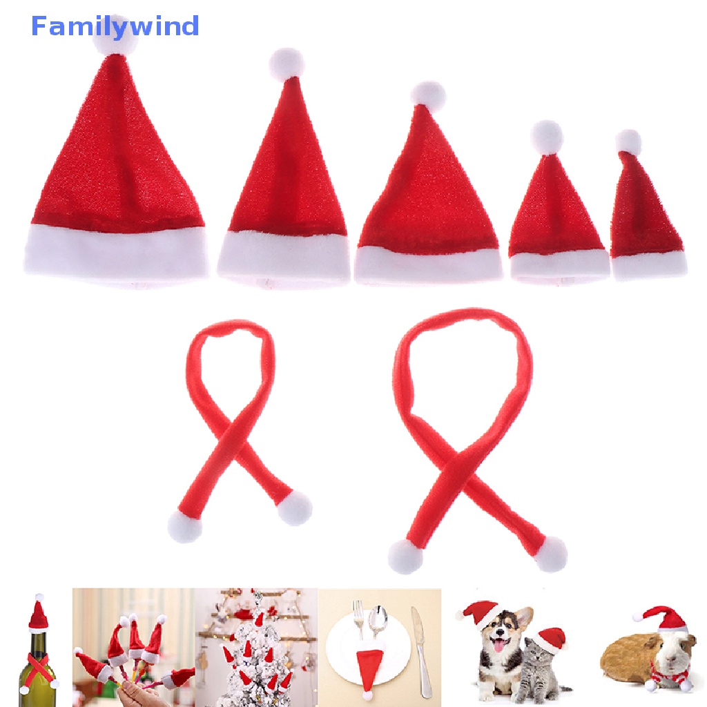 1 Set Mũ + Khăn Choàng + Vỏ Bọc Chai Rượu Mini Trang Trí Giáng Sinh Cho Nhà Búp Bê