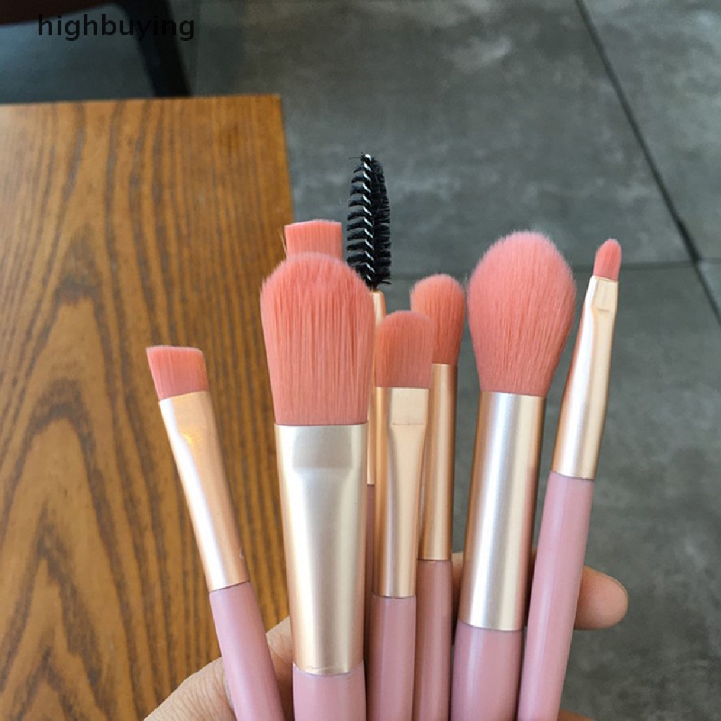 Set 8 Cọ Trang Điểm Chuyên Nghiệp Với Thiết Kế Tay Cầm Mềm Mại Tiện Dụng
