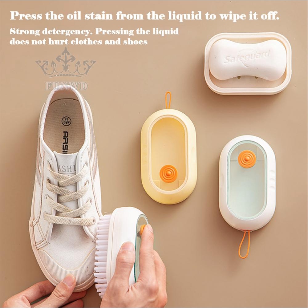 【FUNWD】Scrub Brush with Soap Dispenser,for Dish Sink Pan Pot Washing and Cleaning