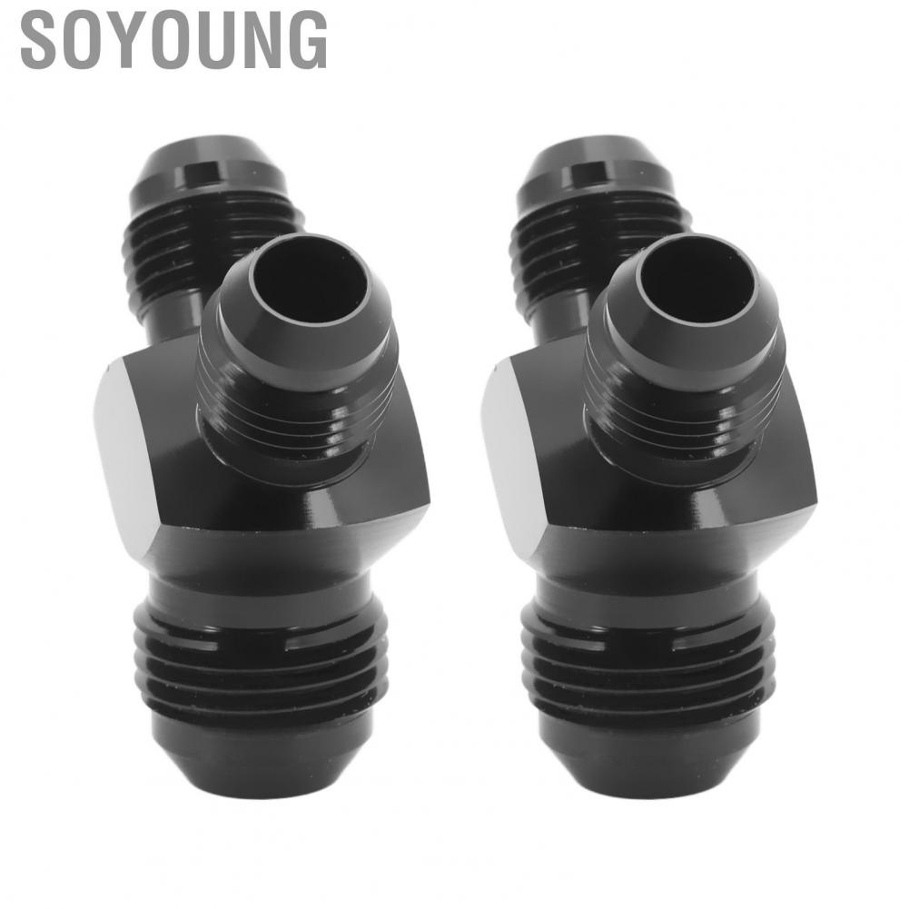 Soyoung Y Block Adapter Fitting  AN8 To 2AN6 2PCS Strong Sealing Black Universal for Fuel Pumps