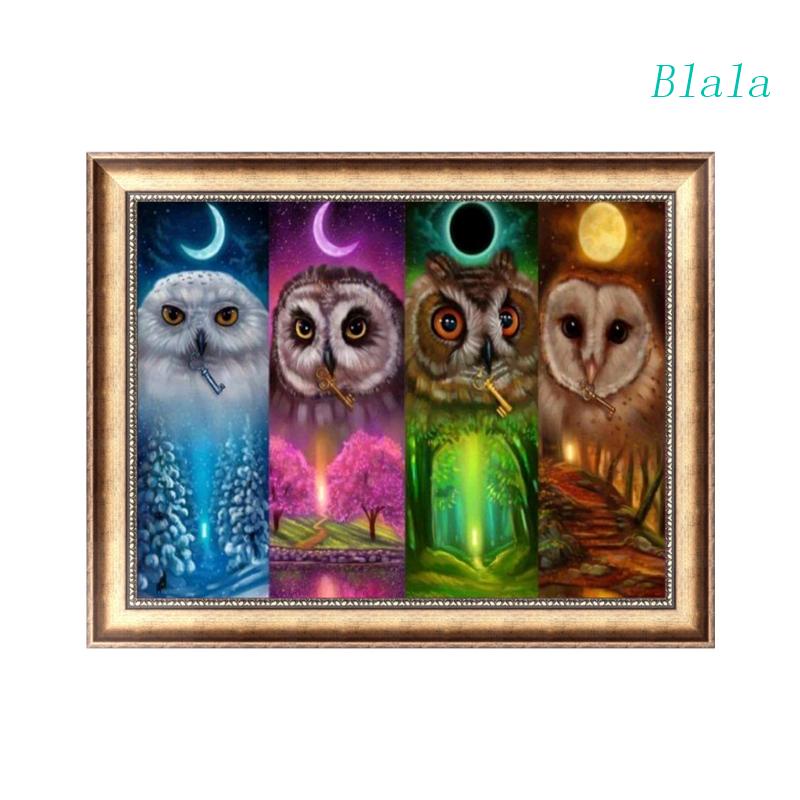 Tranh Thêu Chữ Thập Đính Đá Kim Cương 5D Hình Vẽ Cú Mèo