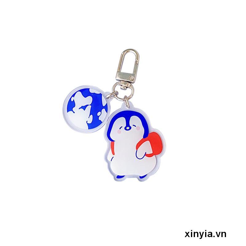 Móc Khóa Hình Chim Cánh Cụt Bằng Acrylic Trong Suốt Hai Mặt Dễ Thương