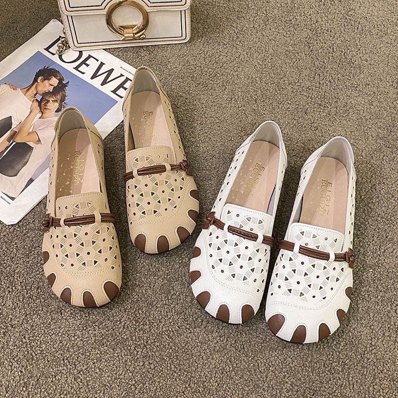 Giày Búp Bê Đế Mềm Chống Trượt Thoáng Khí Phong Cách Retro Dành Cho Nữ