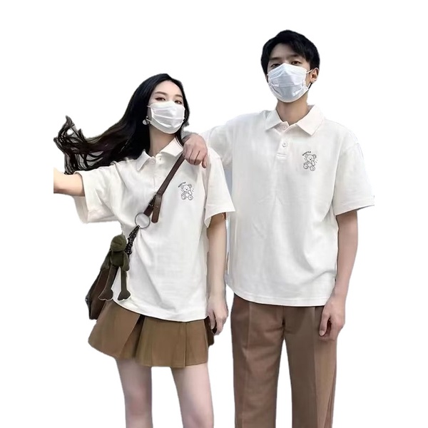 Áo Thun Polo Tay Ngắn Dáng Rộng In Chữ Phong Cách Nhật Bản Thời Trang Cho Nam Size M-4XL