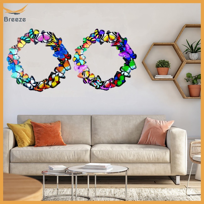 Set 2 Phụ Kiện Treo Tường Trang Trí Hình Bướm Nhiều Màu Nghệ Thuật