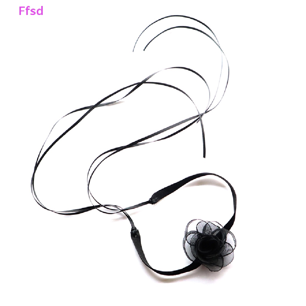 {Ffsd} Vòng Cổ Choker Dây Ruy Băng Siêu Dài Hình Hoa Trà Đen Quyến Rũ Làm Quà Tặng Tiệc Tùng * Bán Chạy