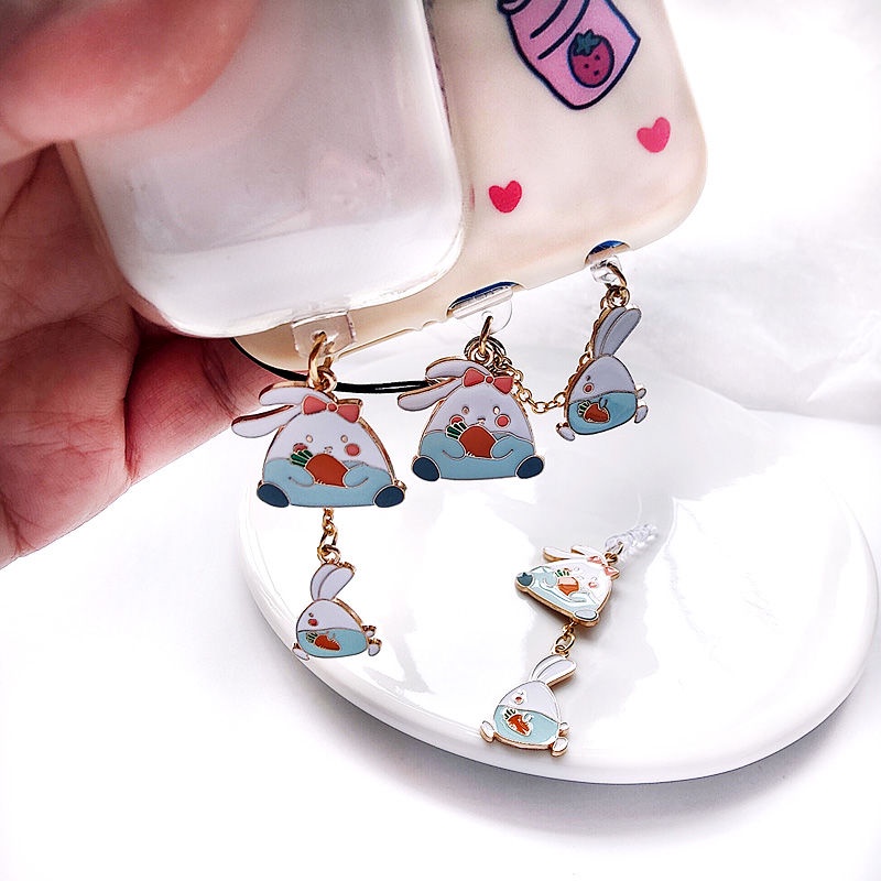 Nút Cắm Chống Bụi Cho Cổng Sạc Điện Thoại Di Động diy Hình Thỏ Hoạt Hình Dễ Thương