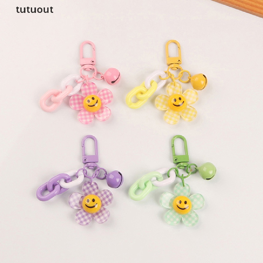 1 Móc Khóa Hình Bông Hoa Mặt Cười Nhiều Màu Dễ Thương