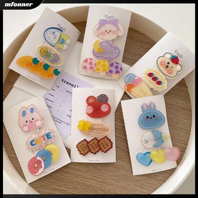 Set 3 Kẹp Tóc Nhựa Hoạt Hình Xinh Xắn Cho Bé Gái