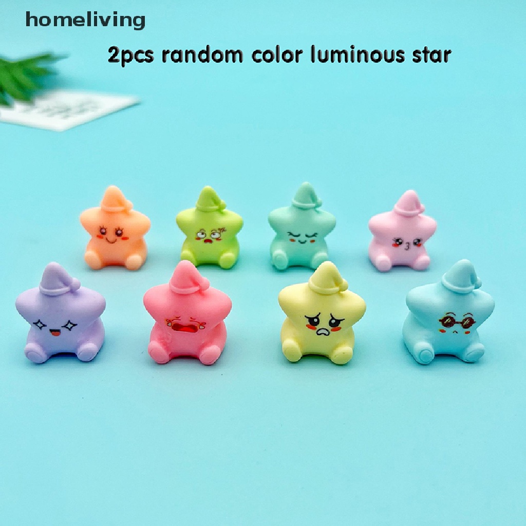 Bộ 2 Đồ trang trí Ngôi Sao Hoạt Hình Bằng Nhựa Resin Phát Sáng Trang Trí Xe Hơi