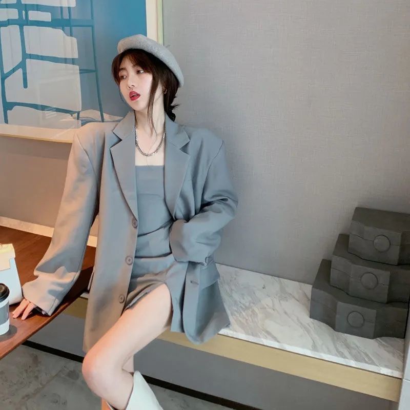 Set Đầm Hai Dây Và Áo Khoác Suit Thời Trang Xuân 2023 4.8