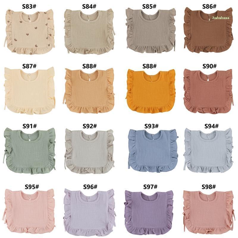 Haha Yếm Ăn Cotton Màu Trơn Phối Ren Dành Cho Bé