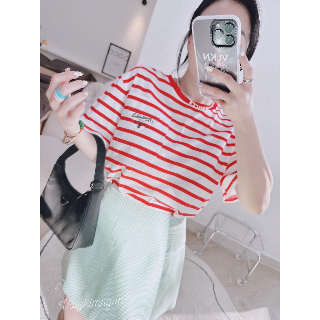 Áo pu.ll pra.da sọc túi