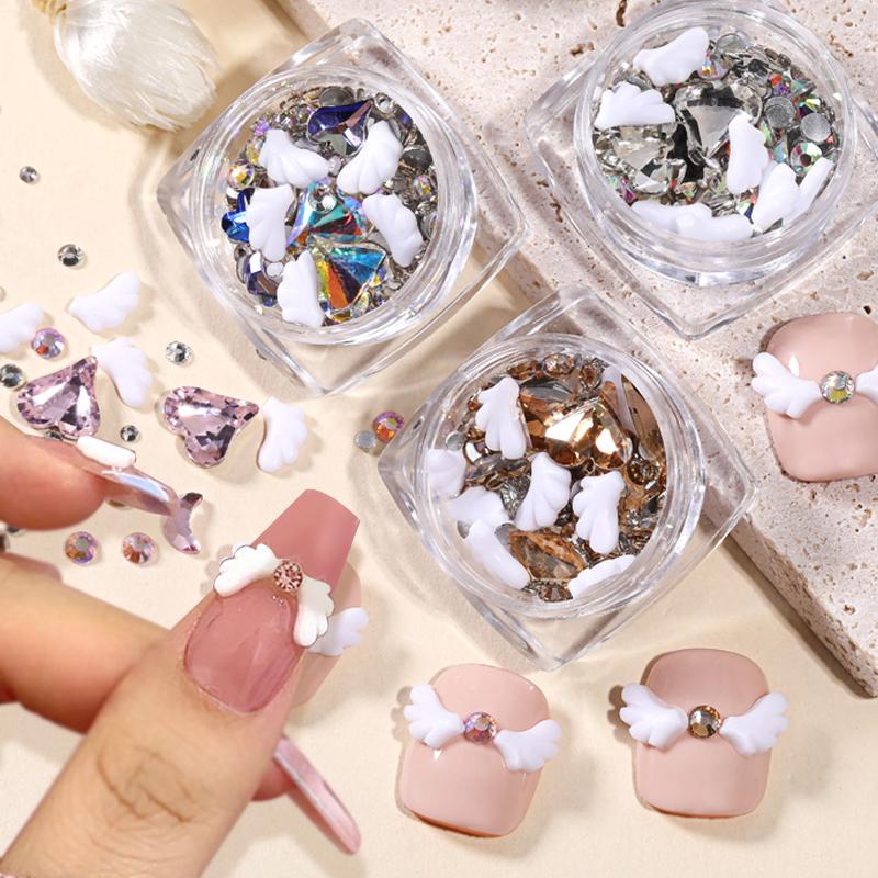 UR SUGAR Phụ Kiện Trang Trí Móng Tay 3D Hình Đôi Cánh / Trái Tim / Ngôi Sao Đáy Phẳng Bằng Acrylic