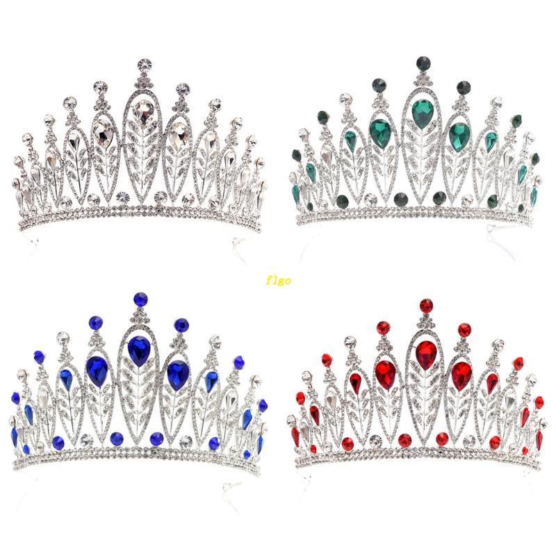 Vương Miện Đính Đá Hình Giọt Nước Sang Trọng Cho Cô Dâu