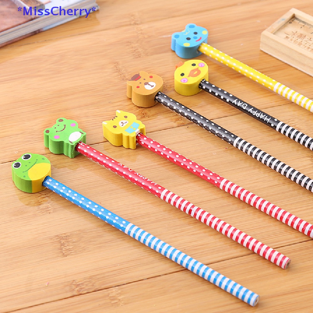 Set 10 Bút Chì 2 Trong 1 in Hình Động Vật Hoạt Hình Đáng Yêu Dành Cho Trẻ Em Mới